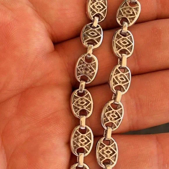 Gucci Link Bracelet Solid 925 Silver With Moissanite